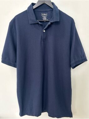 L.L. Bean Men’s Large Tall Navy Polo Shirt Traditional Fit Cotton Classic